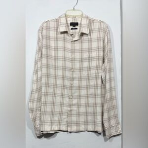 Vince Men's Beige Plaid Shirt Size XL